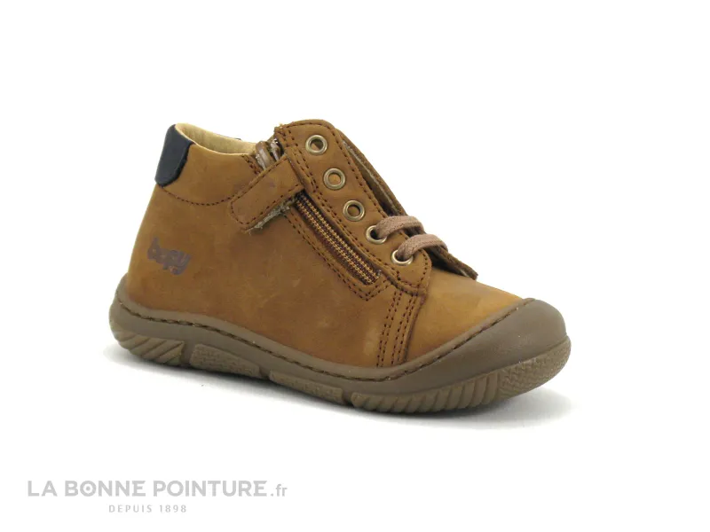 Achat chaussures Bopy Bébé Bottillon, vente Bopy JEJOC Caramel - Bottillon BEBE marron avec zip