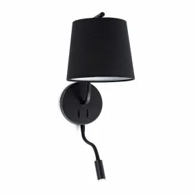 Applique de chevet noire avec liseuse