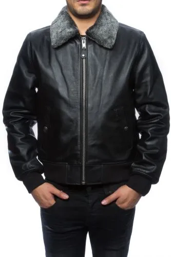Blouson cuir pilote vachette Schott LC930D noir.