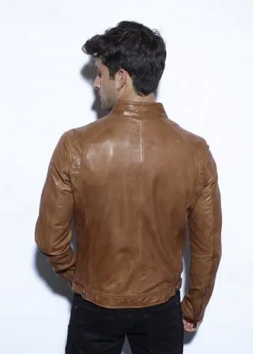 Blouson cuir pour homme Daytona Dustin TIGER marron.
