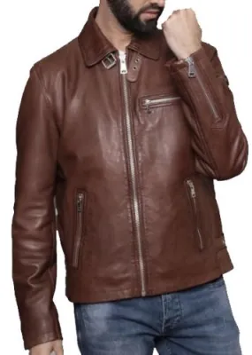 BLOUSON EN CUIR HOMME REDSKINS RIDER STONER MARRON