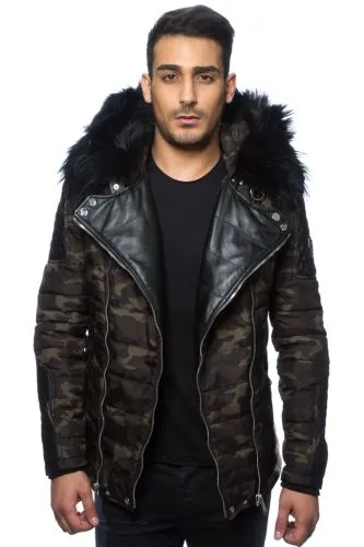 Blouson Horspist Carlton camouflage col noir. 