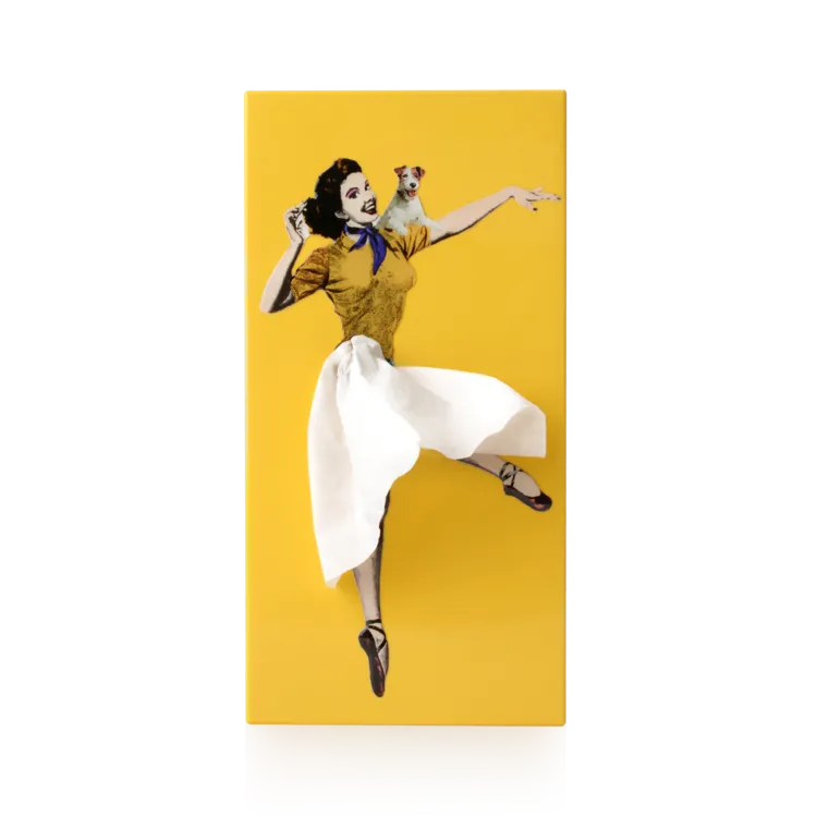 Boîte à mouchoirs Tissu Up Girl en jaune – Spextrum