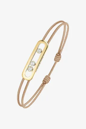 Bracelet sur cordon détail or jaune et diamant Messika Care(s) Beige