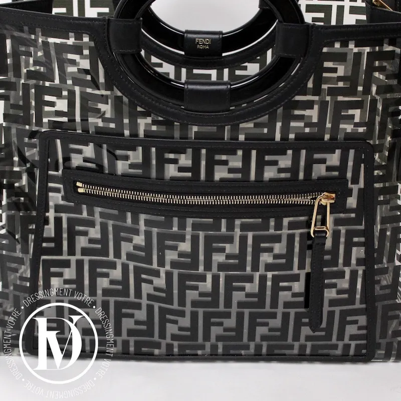 Cabas Runaway en cuir et pvc noir – Fendi