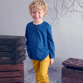 Chemise intersaison garçon | bleu roi rayures noires | ROBINSON