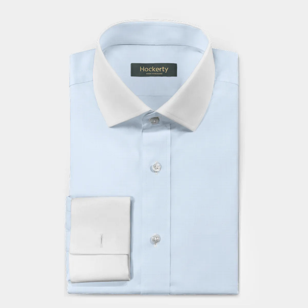Chemise Premium bleu clair pinpoint en coton avec col contrasté