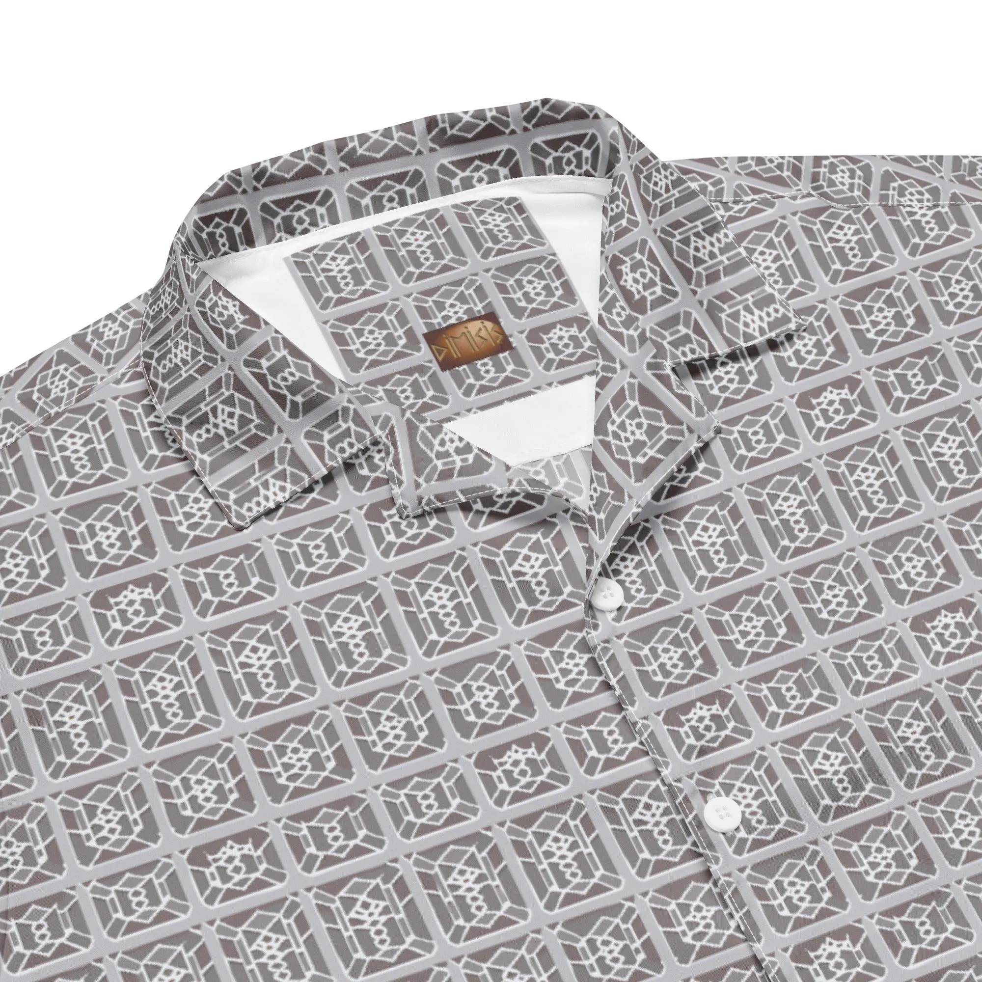 Chemise à boutons unisexe Motif géométrique gris