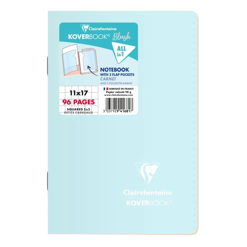 Clairefontaine Koverbook - Carnet polypro 11 x 17 cm - 96 pages - petits carreaux (5x5 mm) - disponible dans différentes couleur