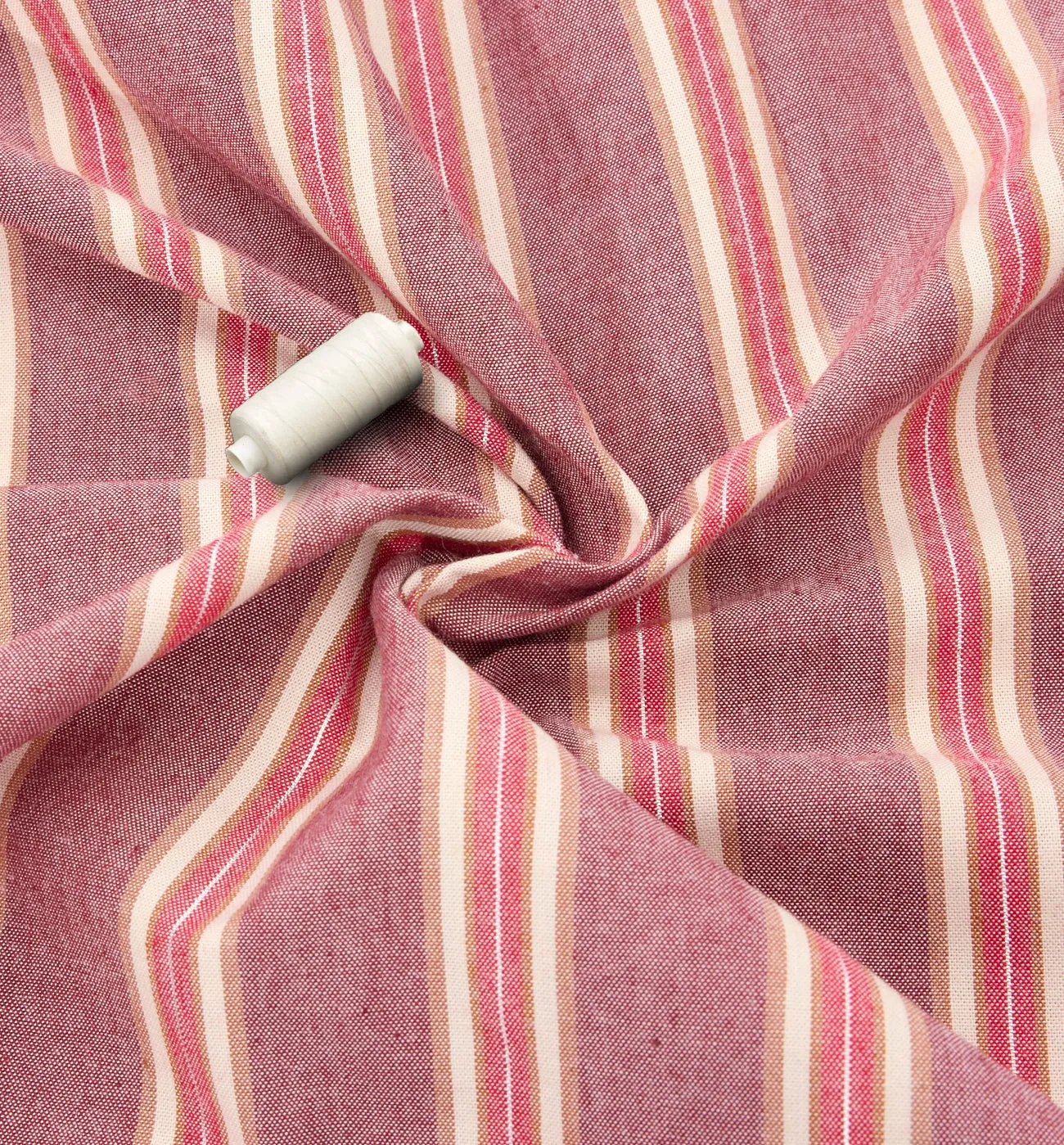 Coupon de 2 m en coton viscose - Rayé vieux rose