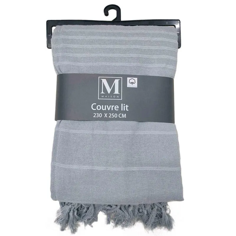 Couvre lit 230x250 harmonia gris