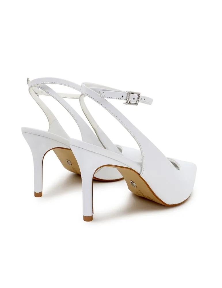 escarpins sling back 2 tours confort cuir blanc 09 cm