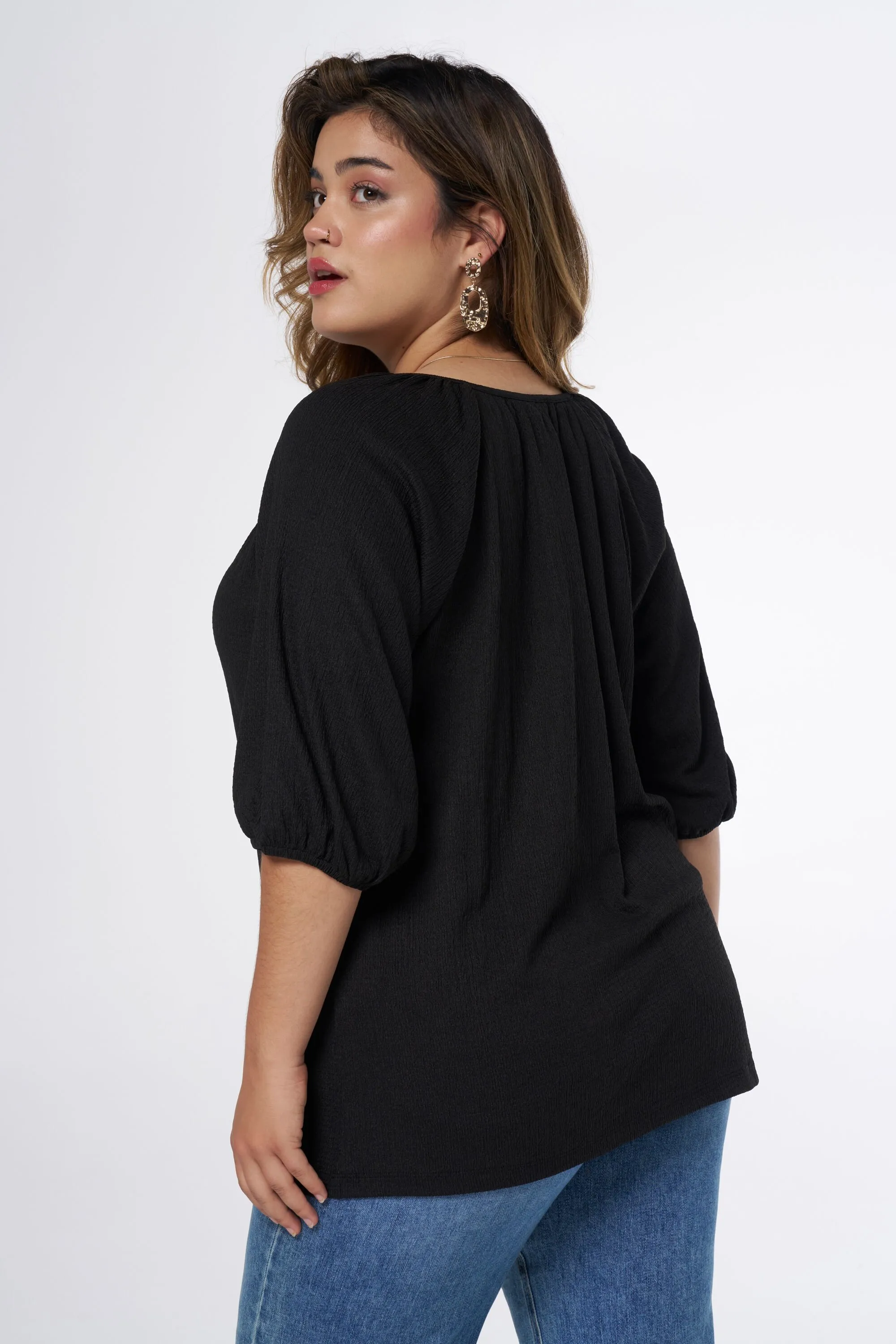 Femmes Haut texturé  Noir | MS Mode