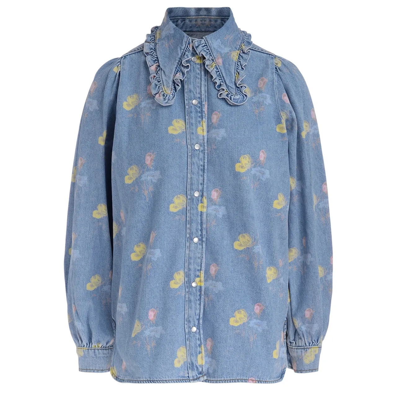Ganni Chemise en denim avec imprimé floral 