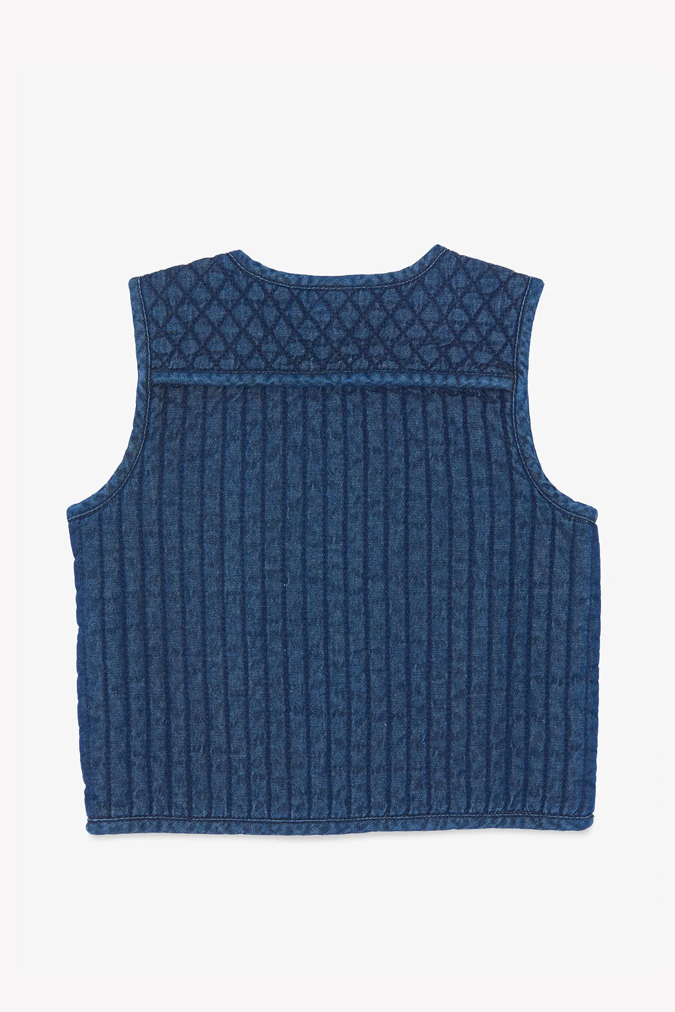 Gilet - Josefa chambray bleu matelassé