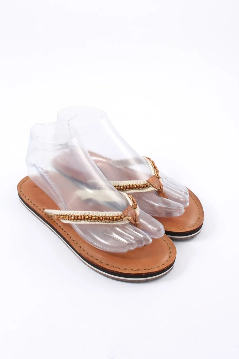 Marc O’Polo Sandales Dianette brun-blanc cassé style décontracté