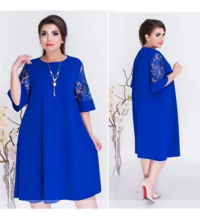 Mode Dentelle Manches Couture Plus La Taille Robe