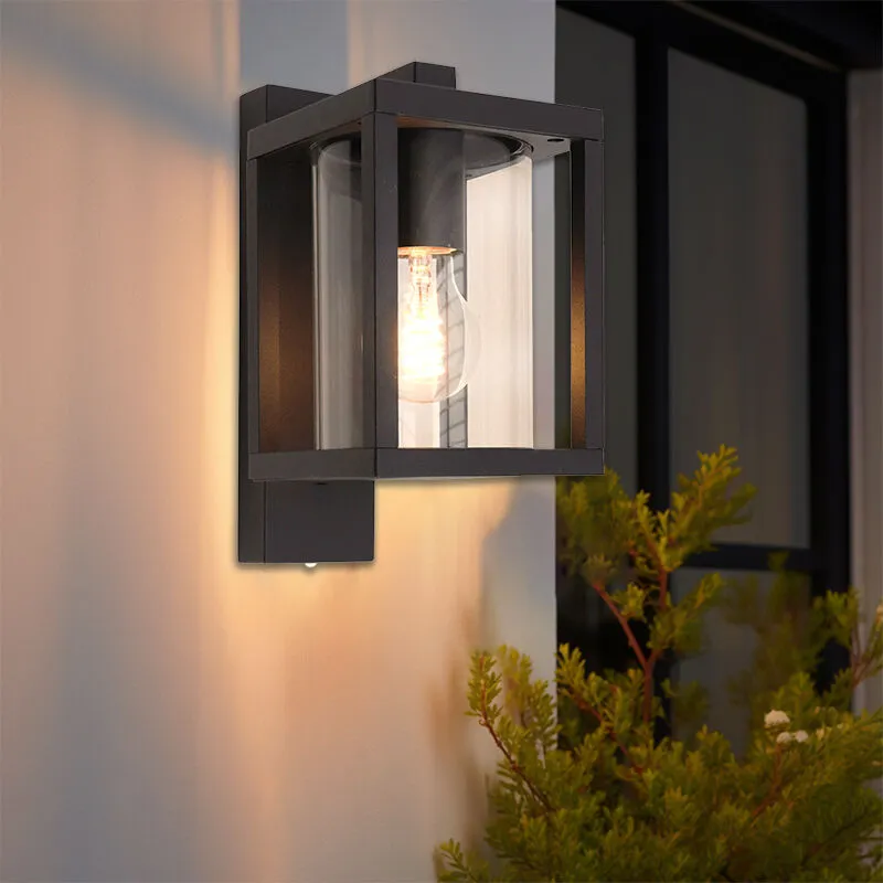 Moderne buiten wandlamp met schemersensor zwart, Amalie, IP54