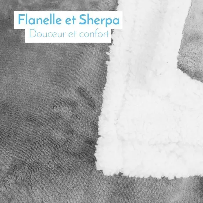 MONSIEUR Bébé Plaid polaire - Lot de 5 plaids - Dimension 75 x 100 cm - Matière flanelle et sherpa ultra doux - Gris
