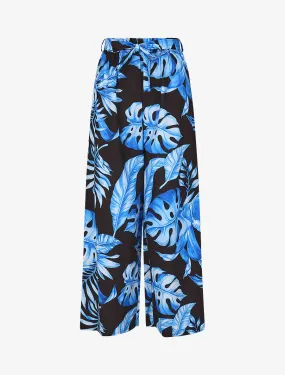 Pantalon ample imprimé tropical - Bleu roi