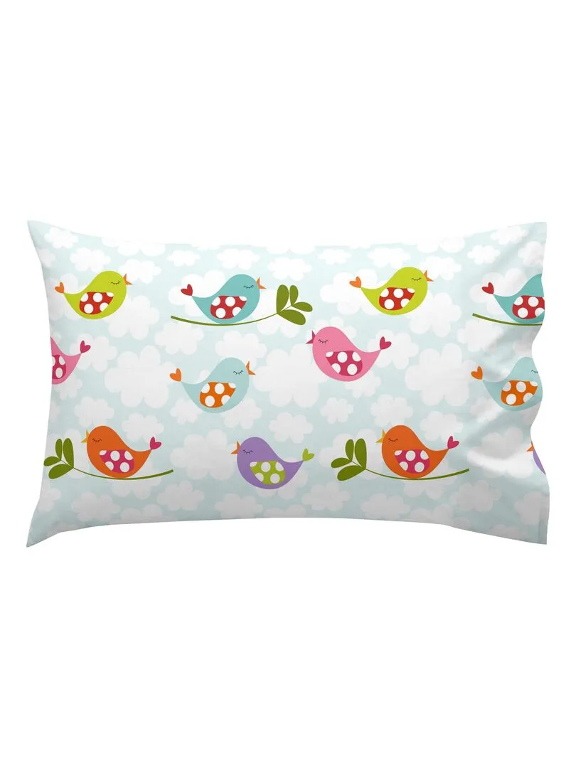 Parure housse de couette 2 pièces Little birds Berceau "Happyfriday" - Bleu Rose