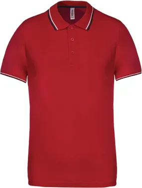 Polo bandes contrastées homme - K250 - rouge -navy-white - manches courtes 