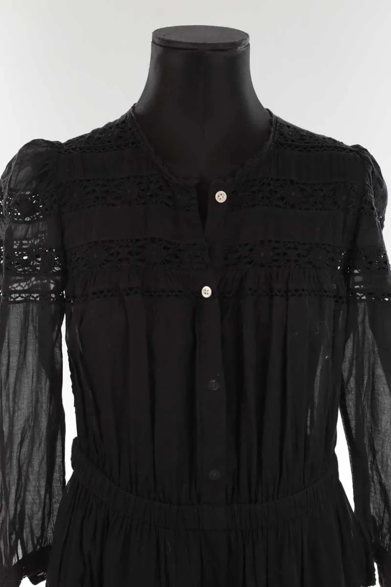 Robe en coton Isabel Marant toile noir. Matière principale coton. Taille 38.