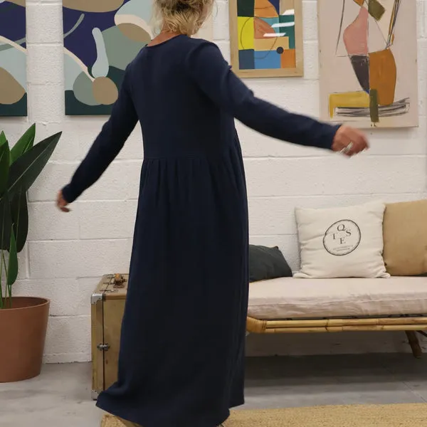 Robe Héloïse -  double gaze de coton bleu marine
