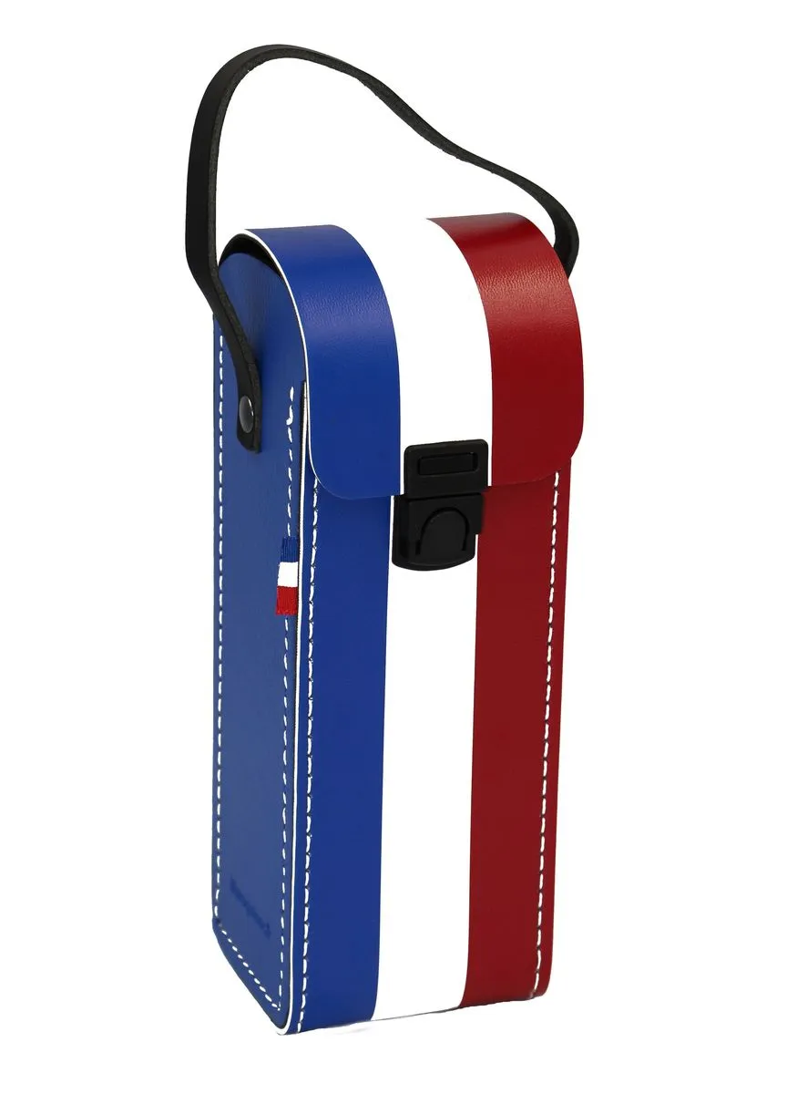 Sacoche rigide à poignée cuir pour boules de pétanque - Bleu blanc rouge - France 