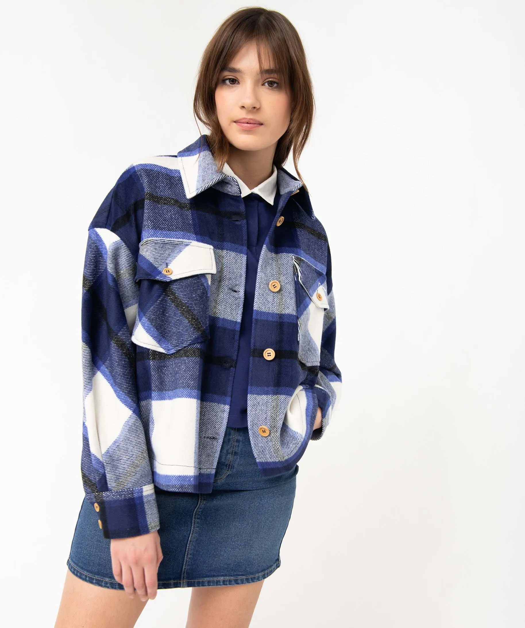 Sur-chemise femme à carreaux - Camps United bleu