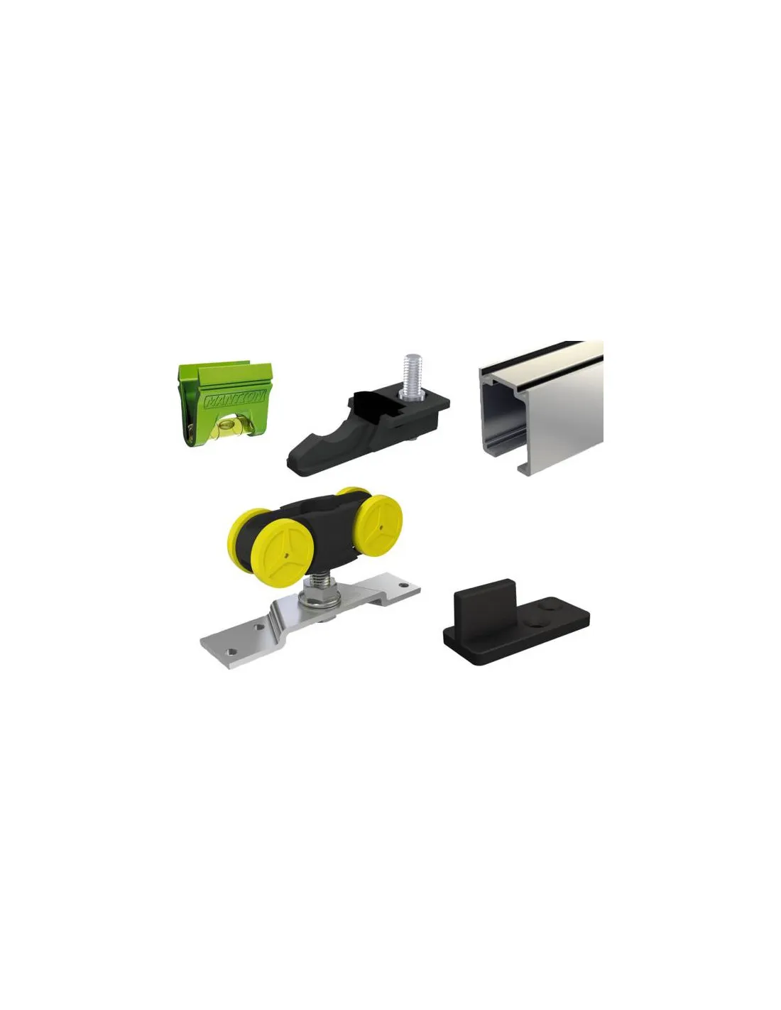 Système coulissant droit pour porte en bois de 80kg - Ensemble rail 80 Kg 1,90 M - MANTION - - MA80A-190MANTION
