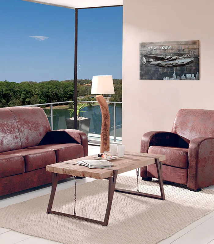 Table basse sapin massif et fer vieilli WESTMOUNT