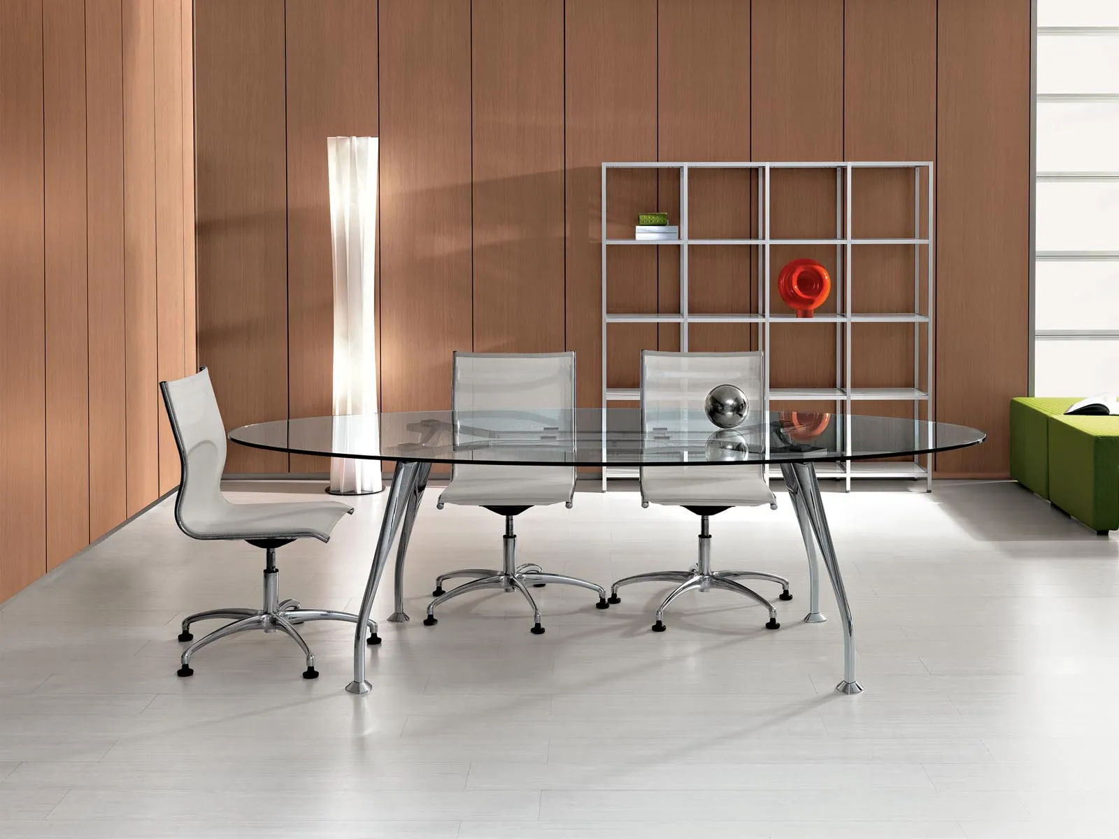 Table de réunion en verre Segno  - Della Rovere