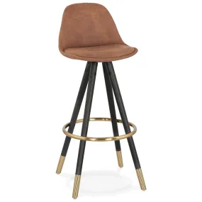Tabouret de Bar Marron et Piétement Noir MARY | Tabouret de bar 3 SUISSES