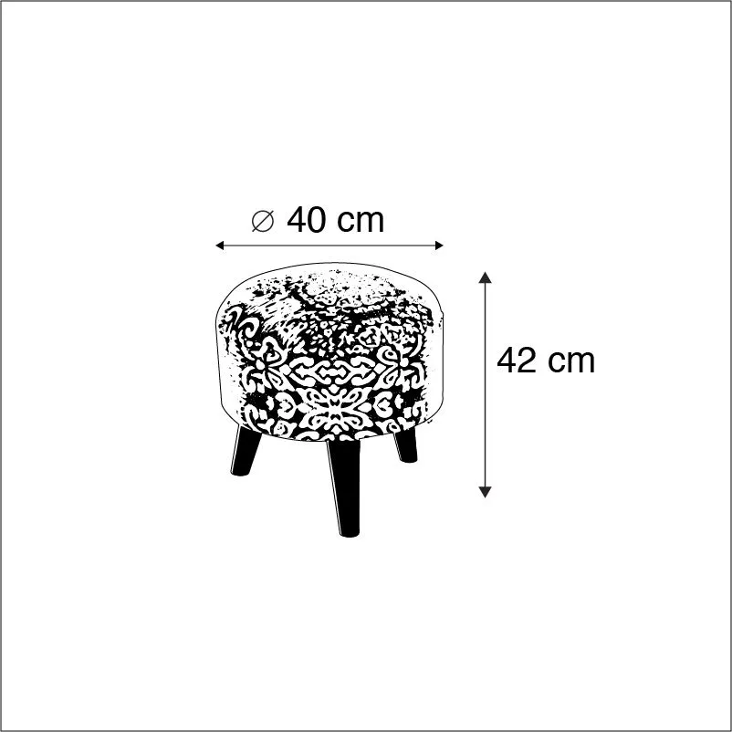 Tabouret rond oriental Ø40cm gris - Mumbai