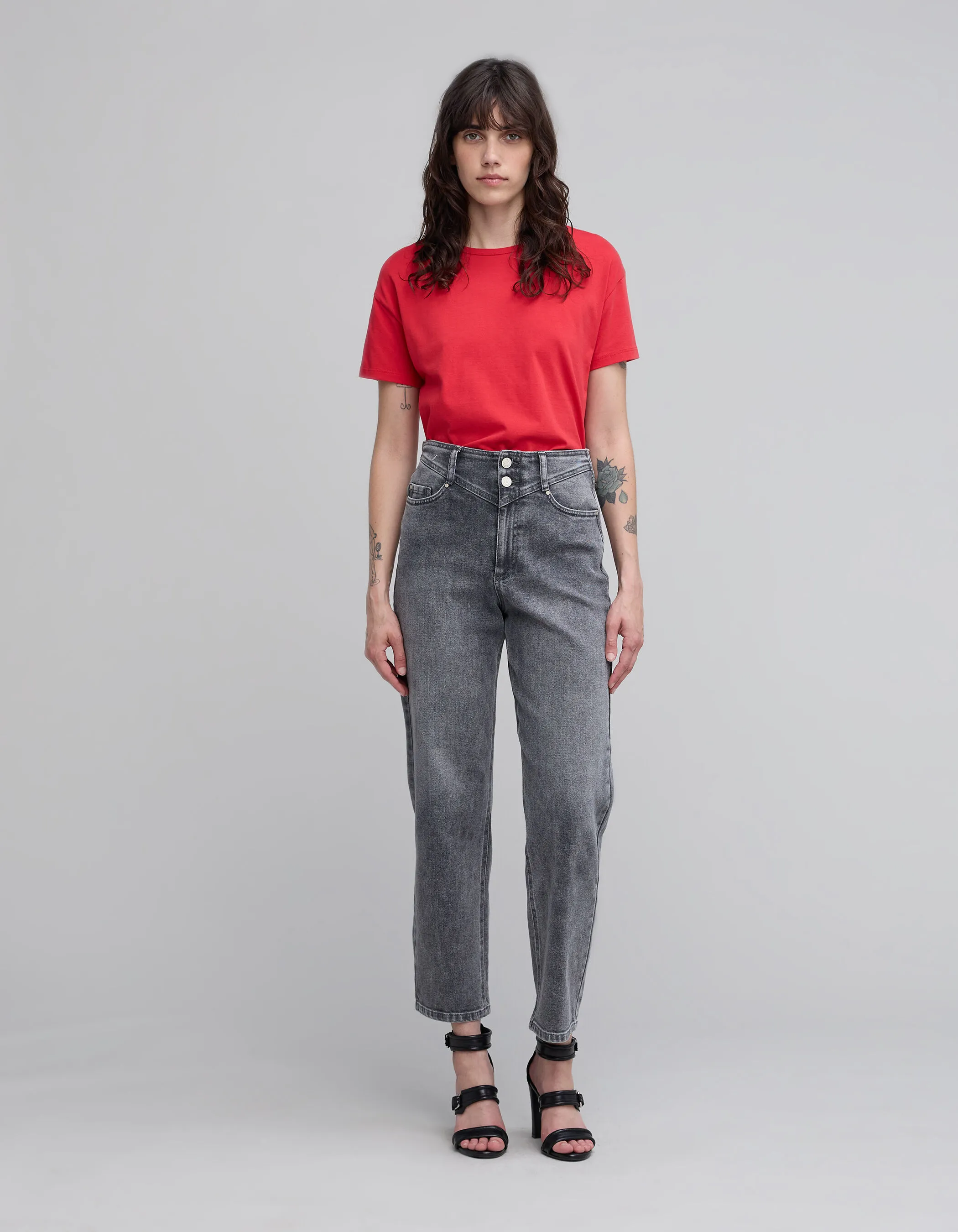 Tee-shirt femme rouge noué en coton bio