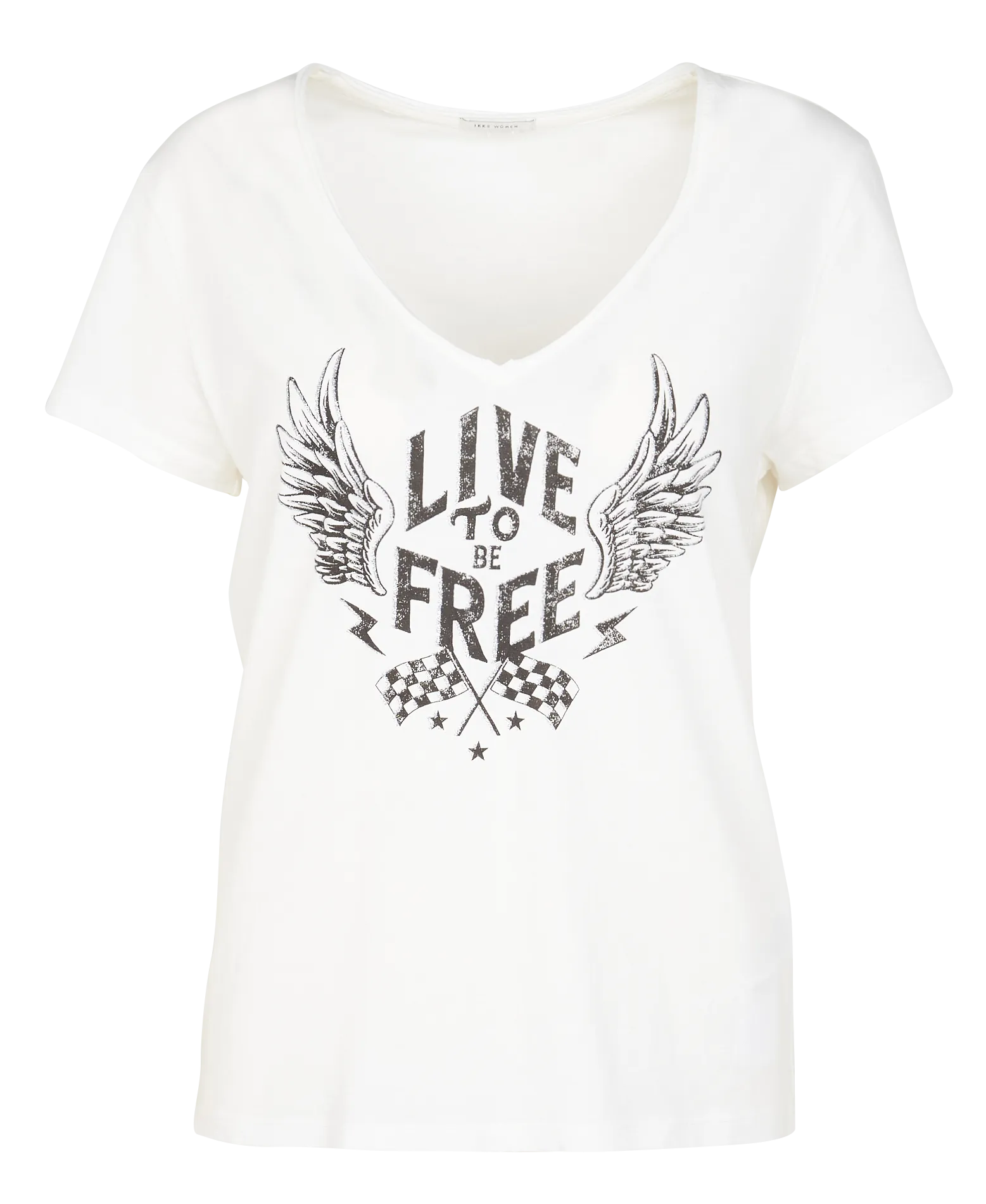 TEE-SHIRT SéRIGRAPHIé à COL V EN COTON - IKKS pour FEMME | Printemps
