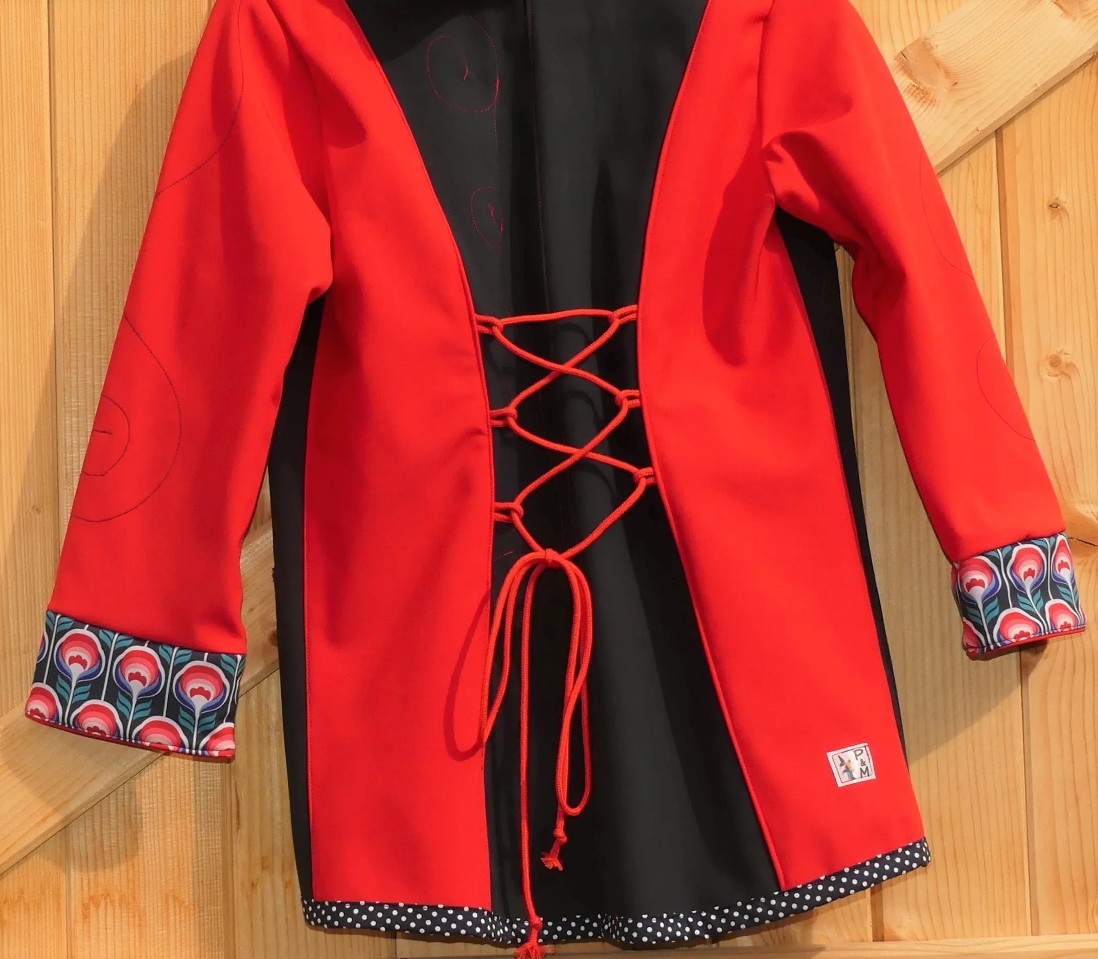 Veste lutin marine et rouge déperlante en softshell