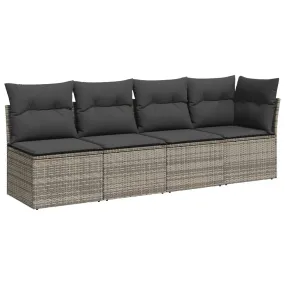 vidaXL Canapé de jardin 4 places avec coussins gris résine tressée | vidaxl-fr