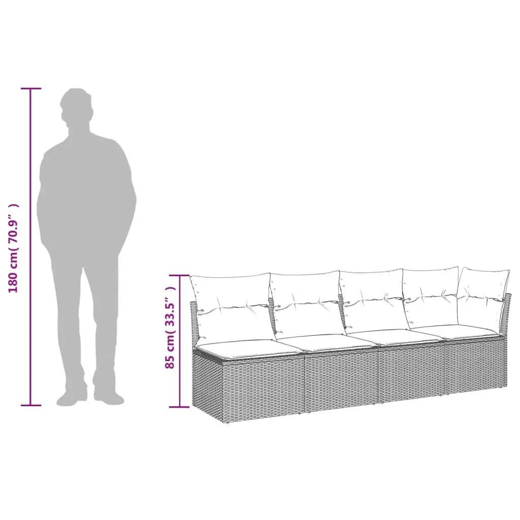 vidaXL Canapé de jardin 4 places avec coussins gris résine tressée | vidaxl-fr
